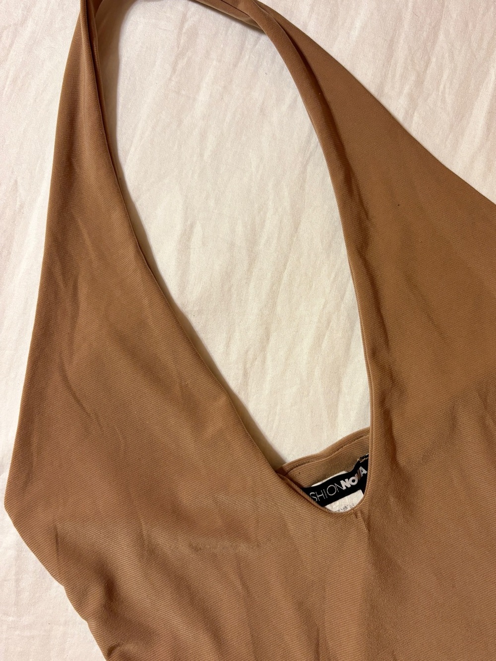 Fashion Nova Nude Brown Halter Tank Top